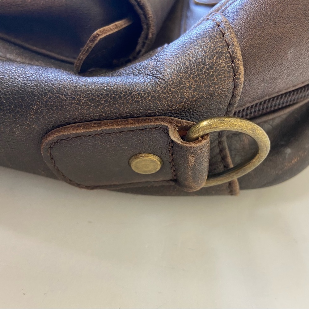 Vintage LL Bean Leather Bag Briefcase Laptop Work Business Brown Distressed - Picture 14 of 16